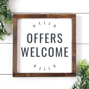 Wooden Framed Sign with Black Text